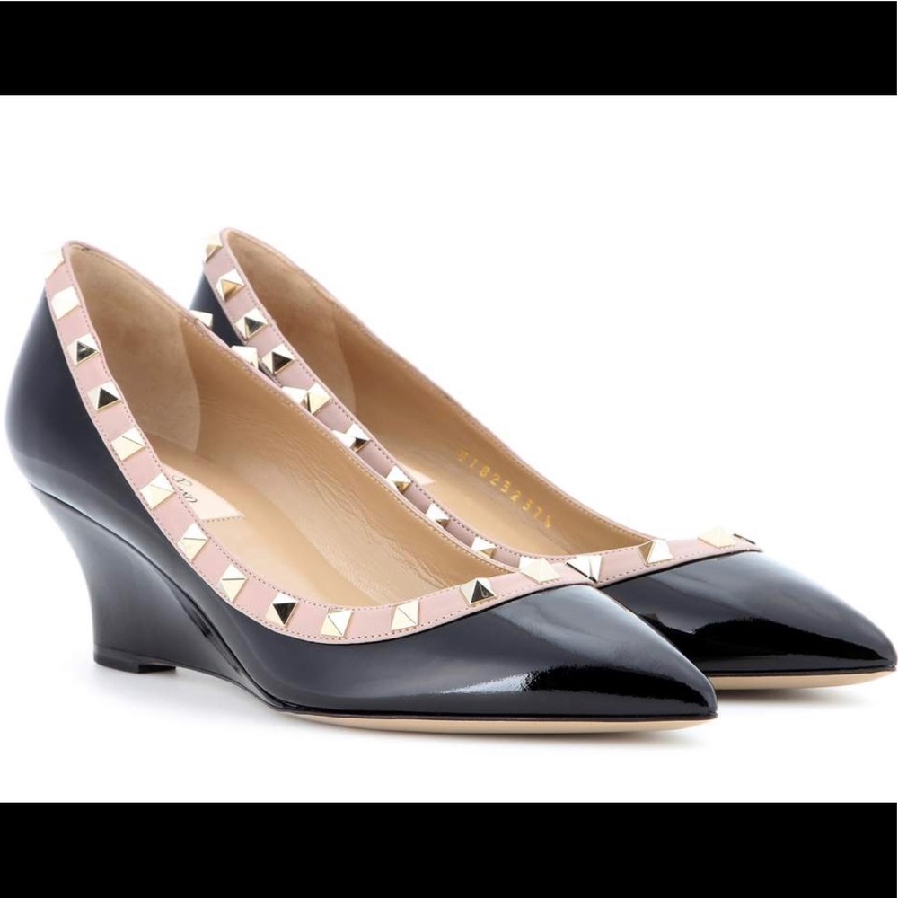 Valentino Rockstud Patent Wedge Pump